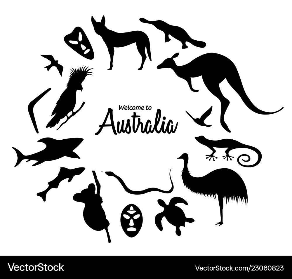 Australian Animal Silhouettes Vector Image