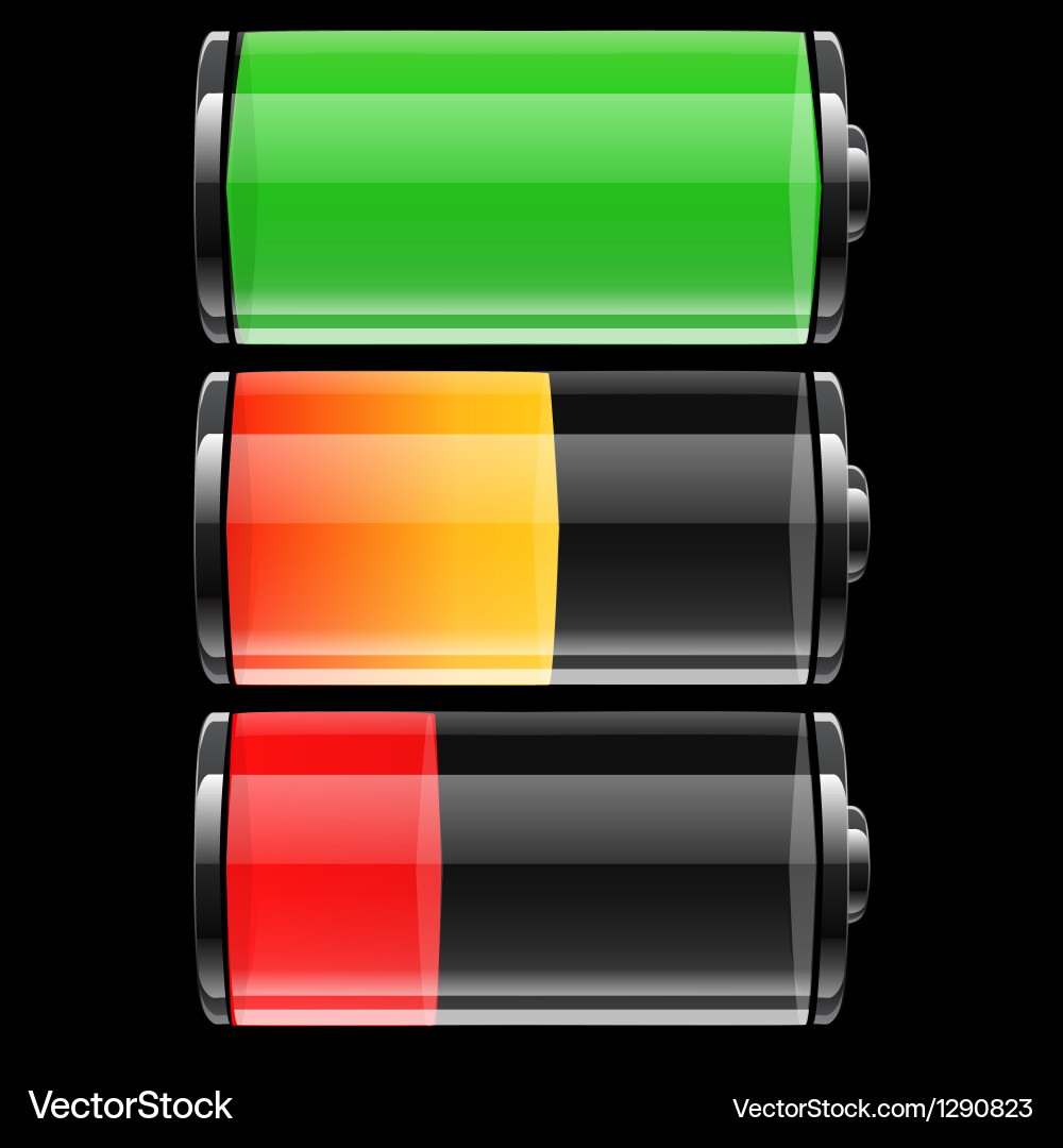 Battery set with color levels vector image