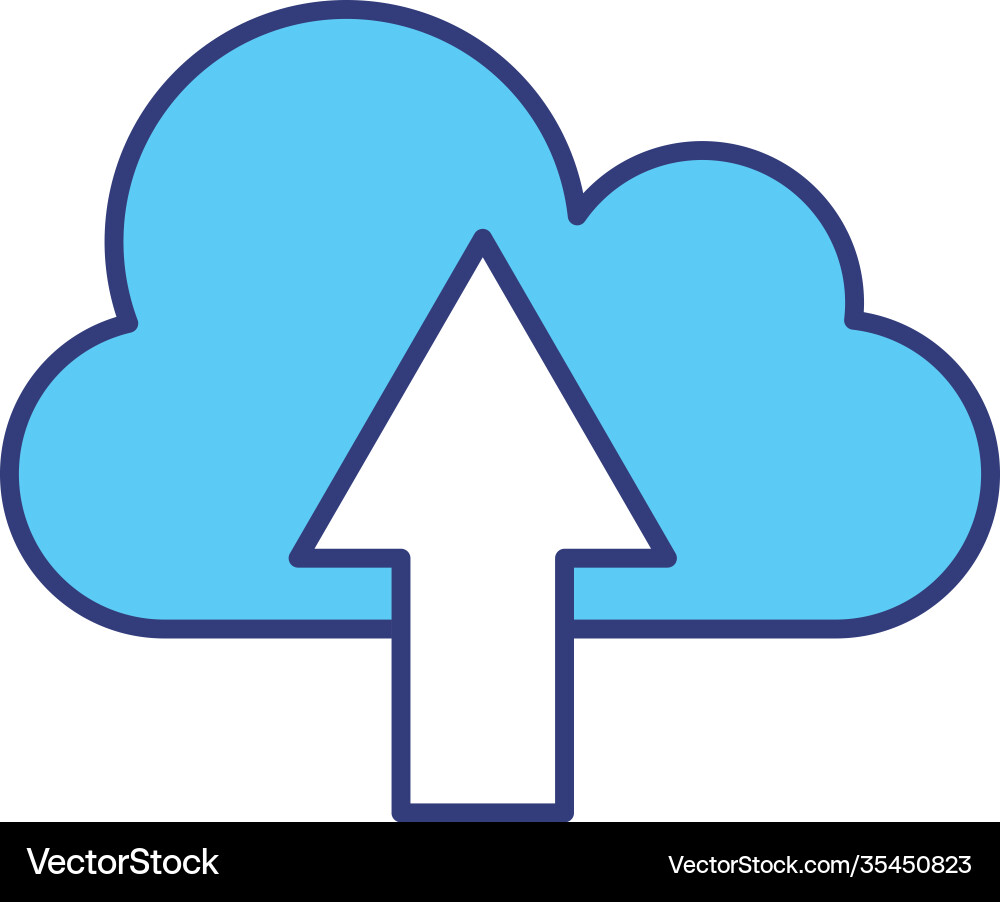 Cloud computing with arrow up line style icon vector image