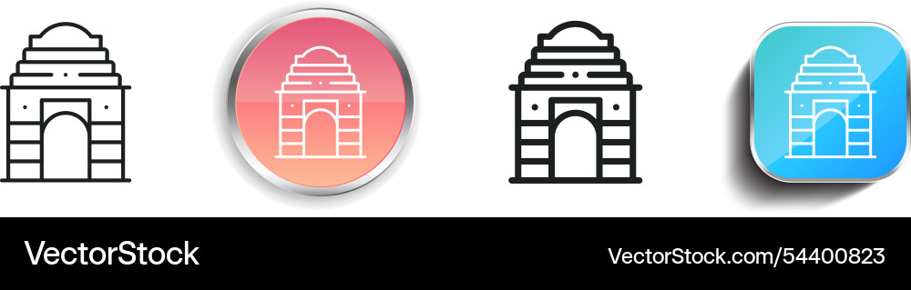 Gate of india icon thin linear regular and button vector image