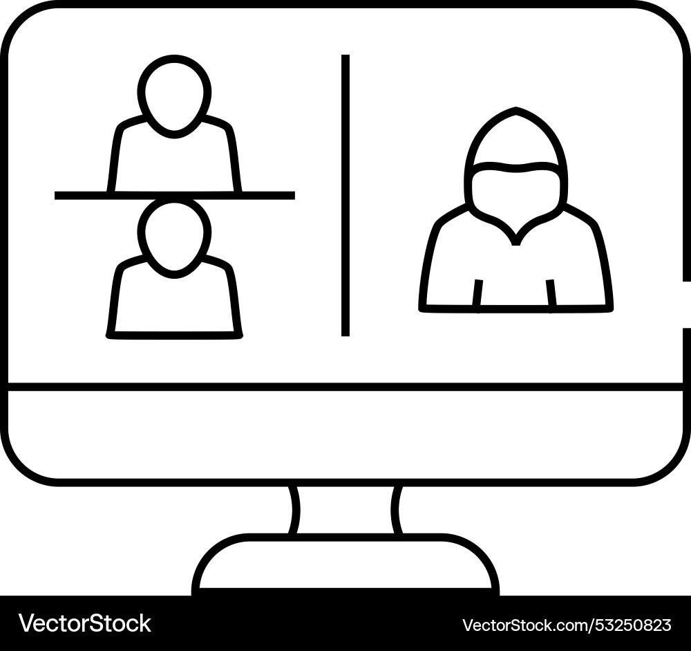 Hacker connected to online discussing line icon vector image
