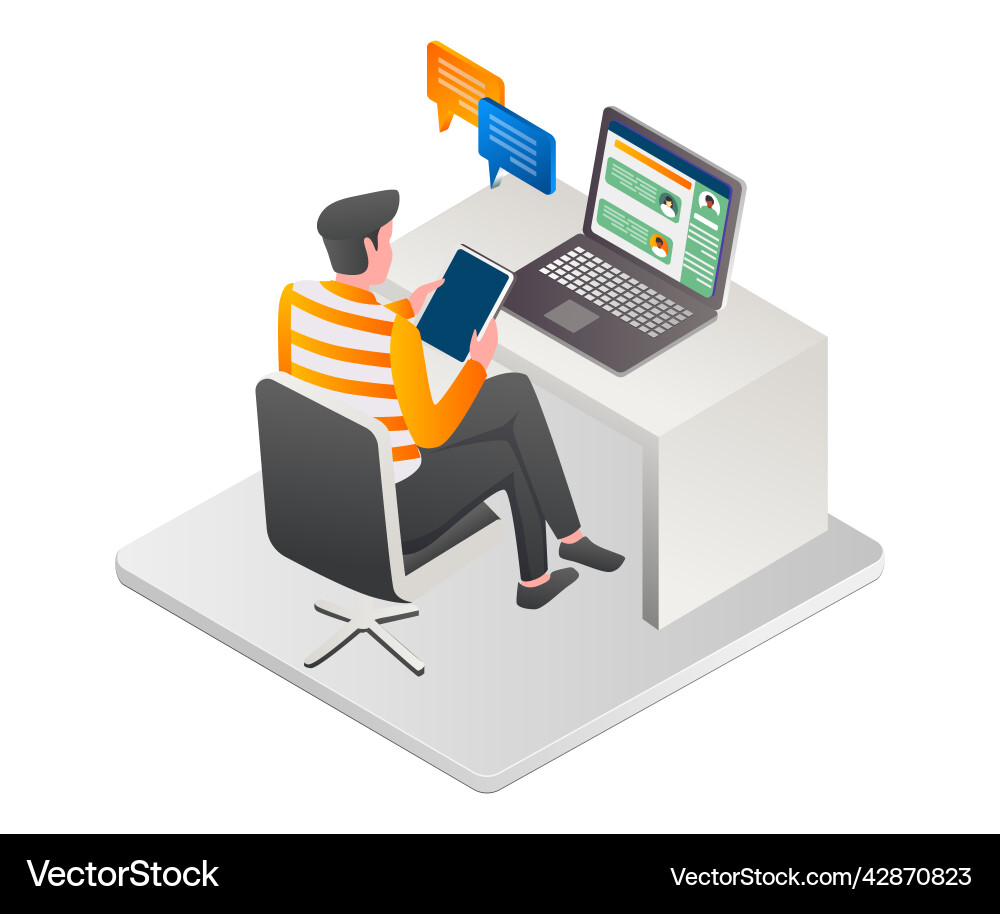 Have a conversation on the computer vector image