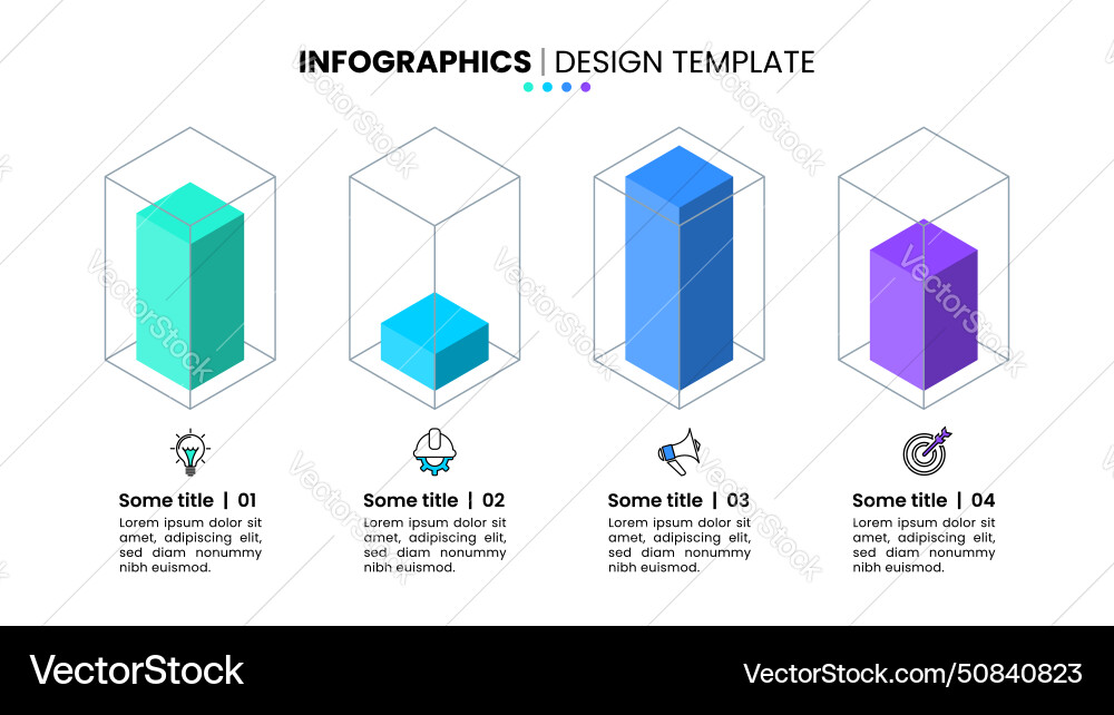 Infographic template editable 3d columns with 4 Infographic template editable 3d columns with 4 vector image