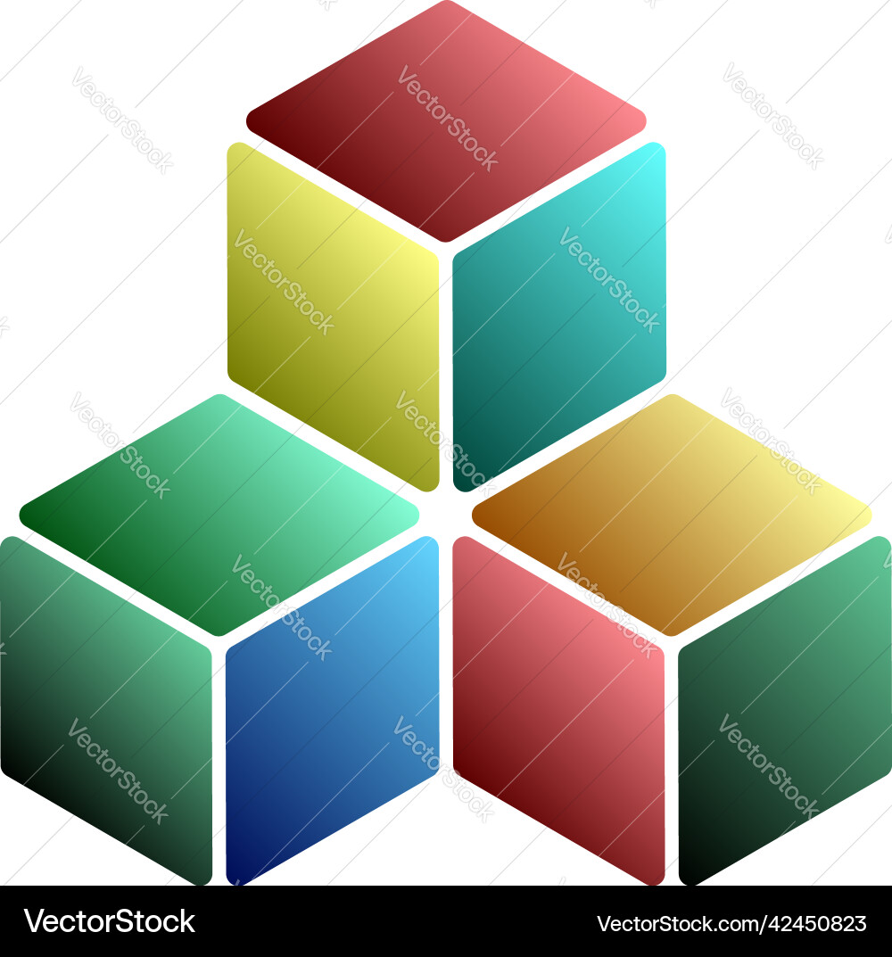 Isometric cube element icon cubist abstract 3d Isometric cube element icon cubist abstract 3d vector image