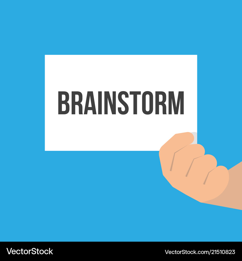Man showing paper brainstorm text Man showing paper brainstorm text vector image