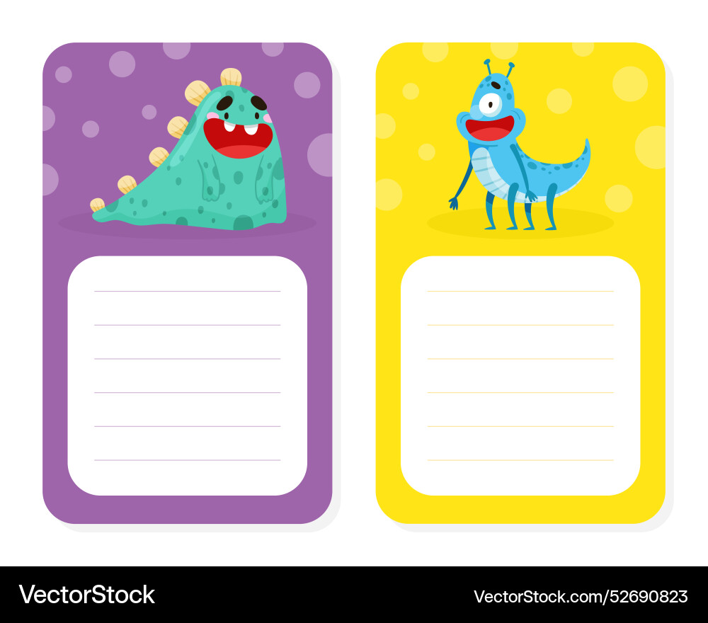 Note card with funny monster character and mutant Note card with funny monster character and mutant vector image