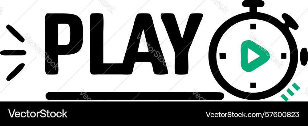 Play button icon with integrated timer design vector image