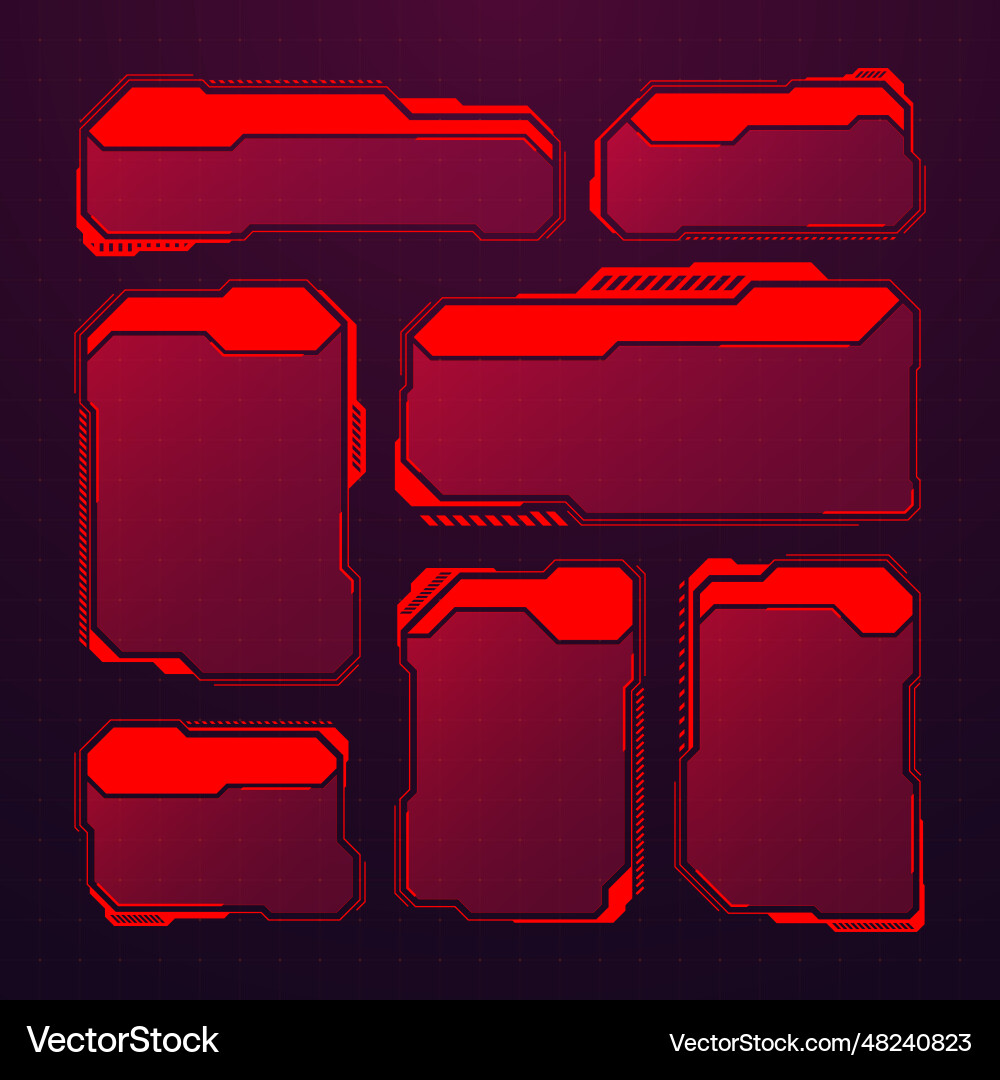 Red futuristic hud or ui elements sci-fi user Red futuristic hud or ui elements sci-fi user Vector Image