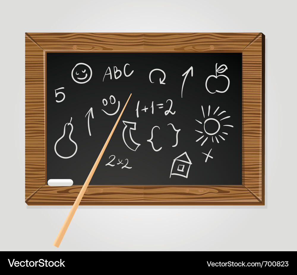 School black board with pointer and chalk Vector Image