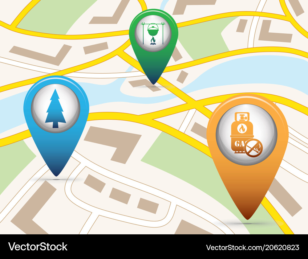 Set of tourism service map pointers vector image