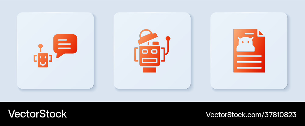 Set robot bot and technical specification white Set robot bot and technical specification white vector image