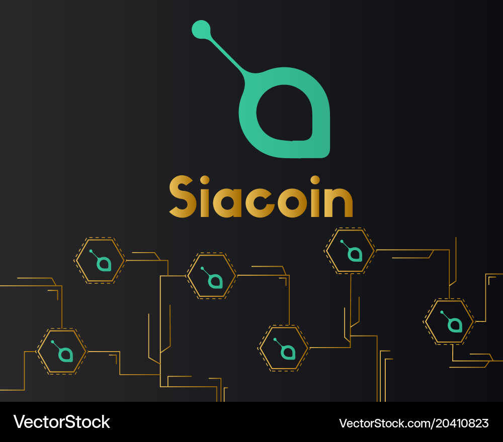 Siacoin blockchain cryptocurrency circuit network vector image