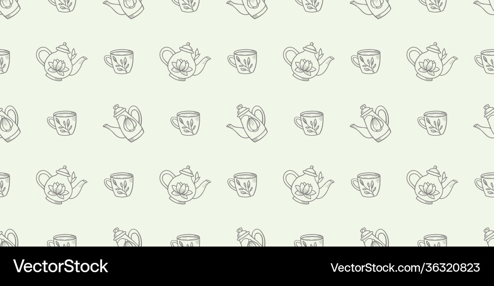 Teapots seamless repeat pattern background vector image
