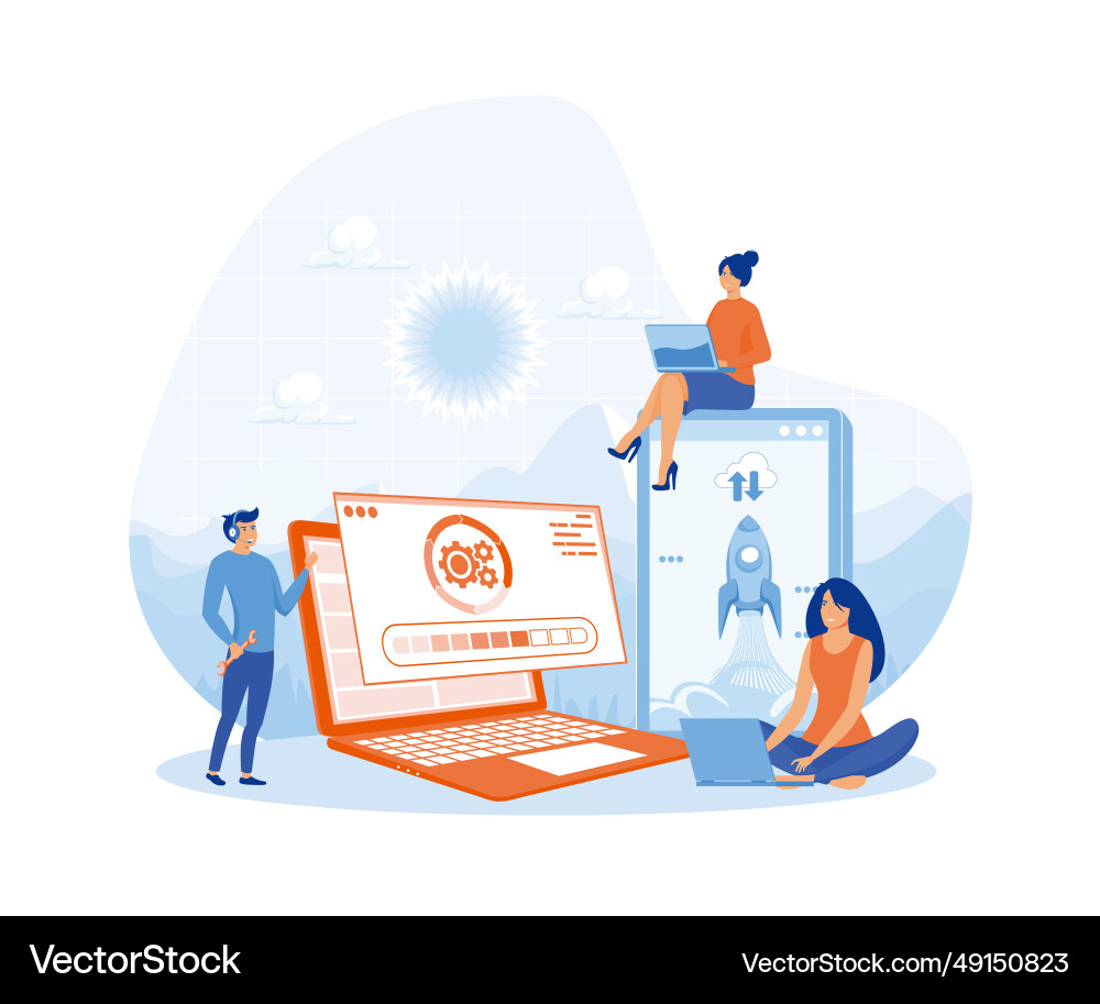 Technical error and service computer laptop Technical error and service computer laptop vector image