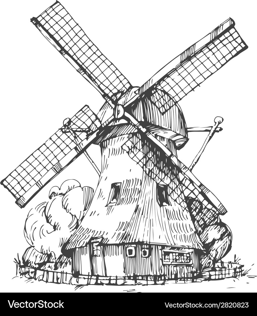 Traditionelle niederländische Windmühle Vektorbild