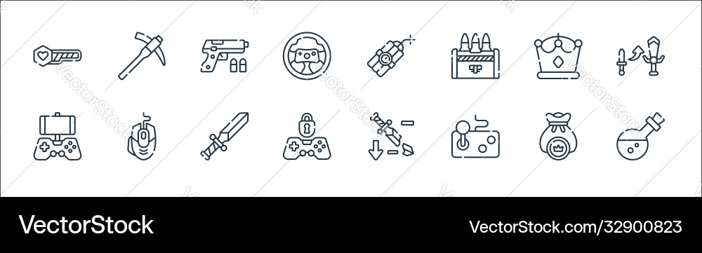 Videogame line icons linear set quality Videogame line icons linear set quality vector image