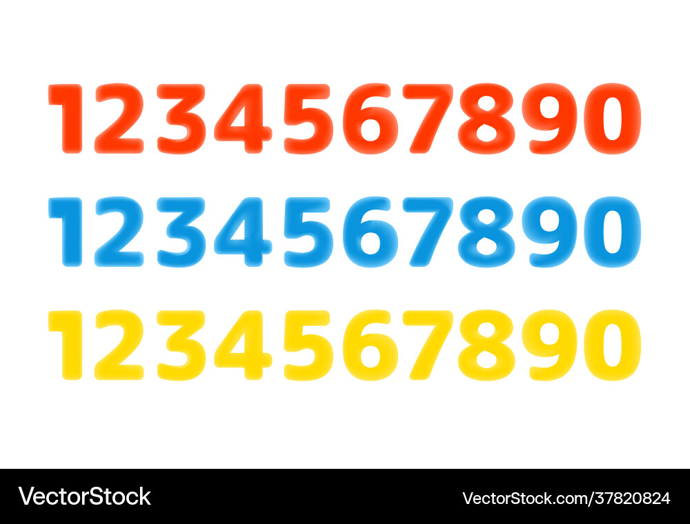 3d style color digits collection isolated vector image