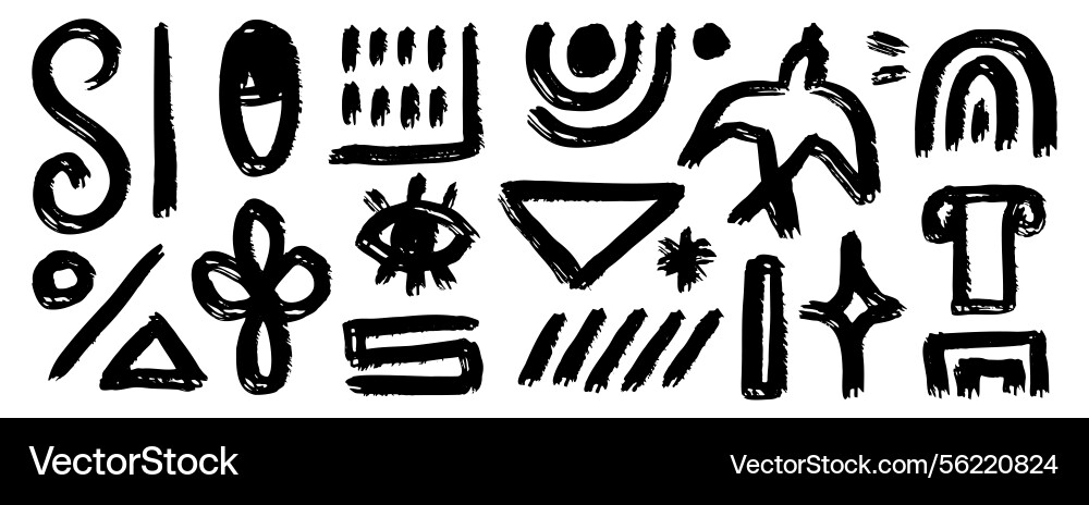 Abstract shapes textured brush set line elements Abstract shapes textured brush set line elements vector image