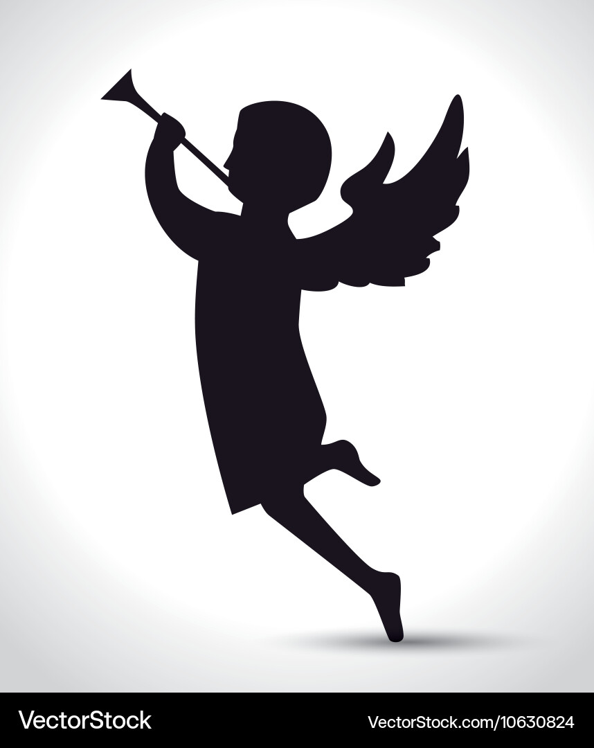 Angel Manger Silhouette Christmas vector image