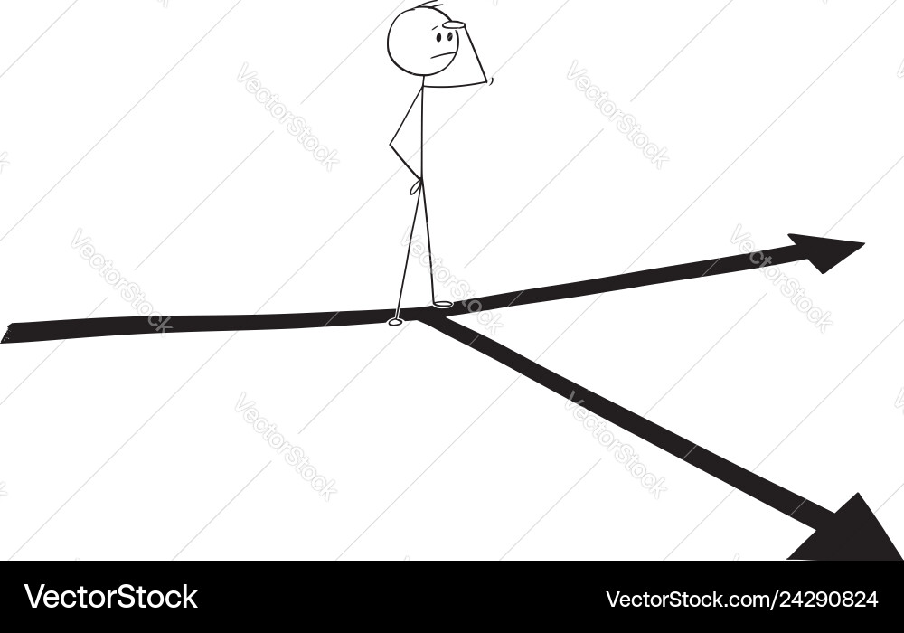Confused Man at Crossroads Vector Image