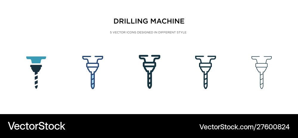 Drilling machine icon in different style two vector image