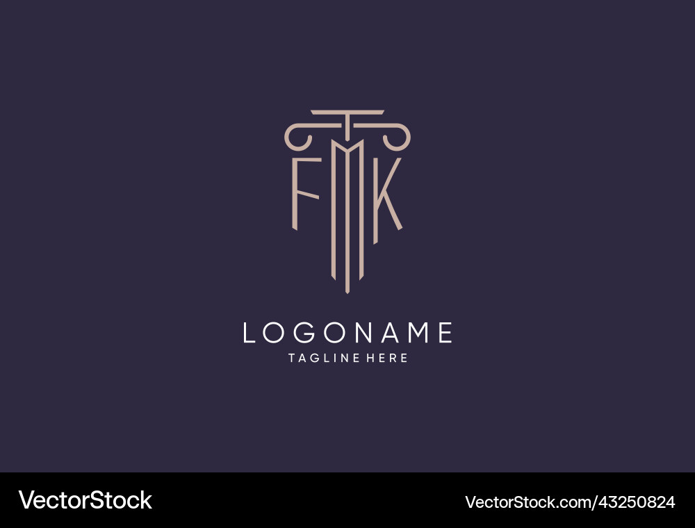 Fk logo initial pillar design with luxury modern Vector Image
