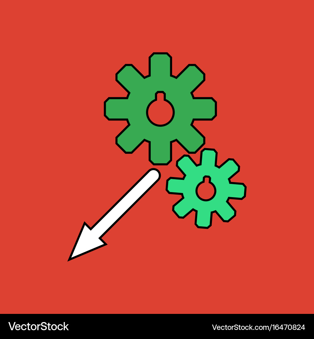 Flat icon design collection two gears vector image