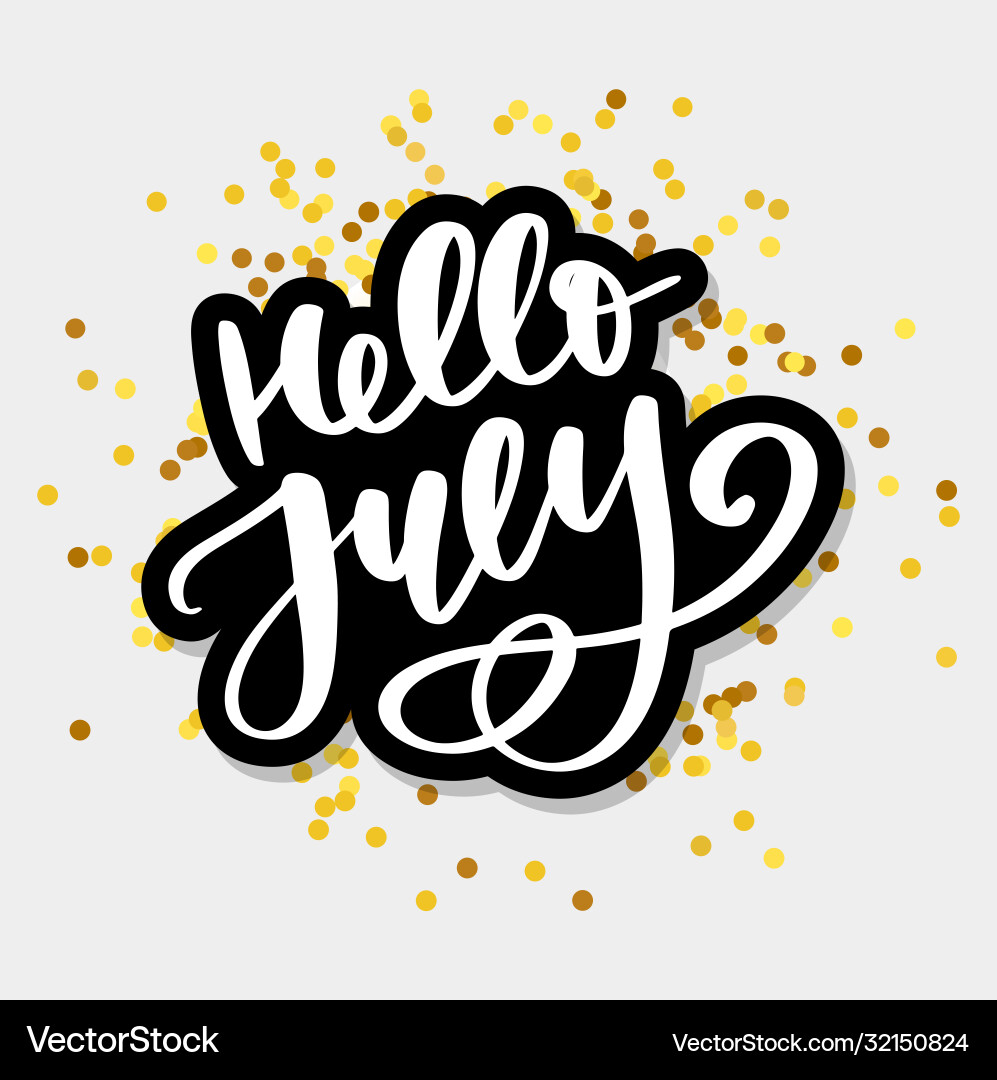 Hello july lettering print sommer minimalistic Vektorbild