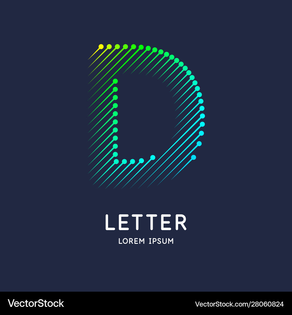 Letter d latin alphabet display vector image