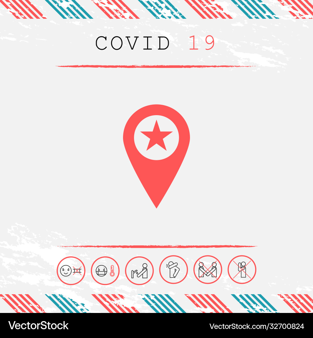 Map pointer with star graphic elements vector image