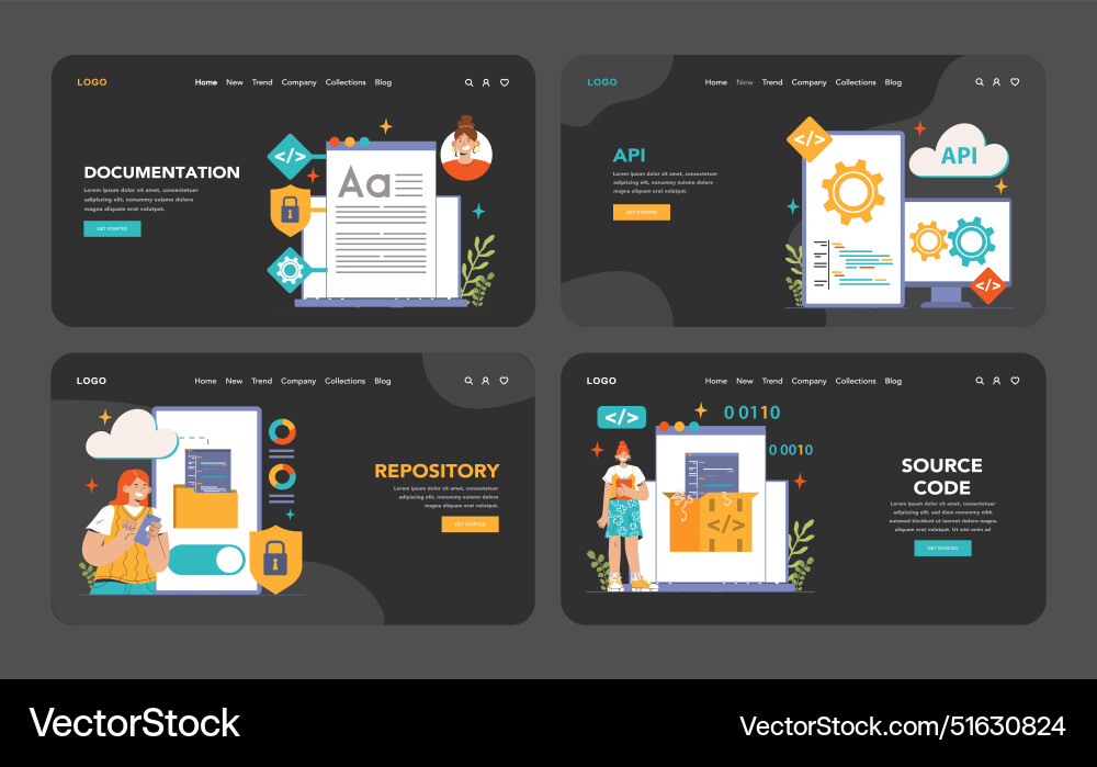 Open source web banner or landing page dark Open source web banner or landing page dark vector image
