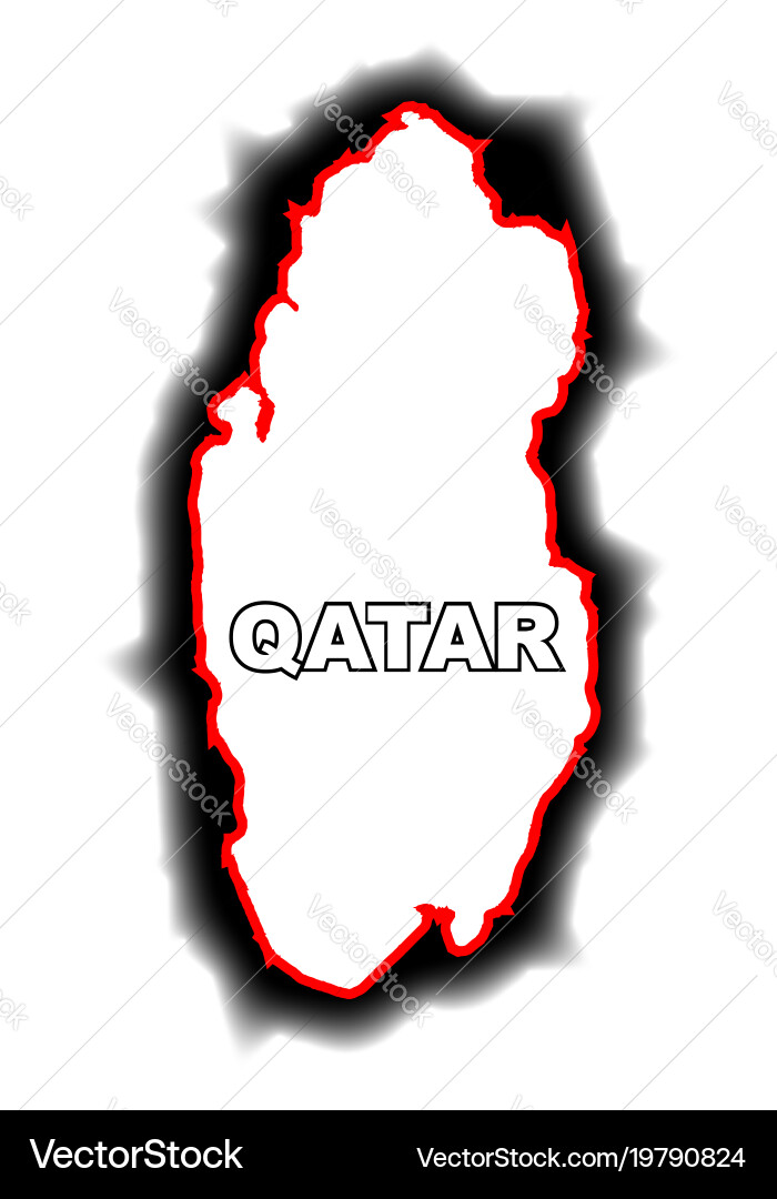 Outline map of qatar Royalty Free Vector Image