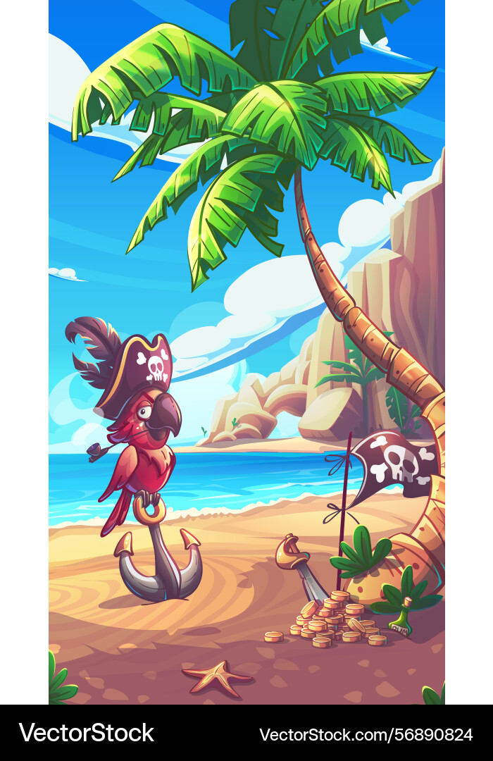 Pirate parrot loading screen for adventure game Pirate parrot loading screen for adventure game vector image