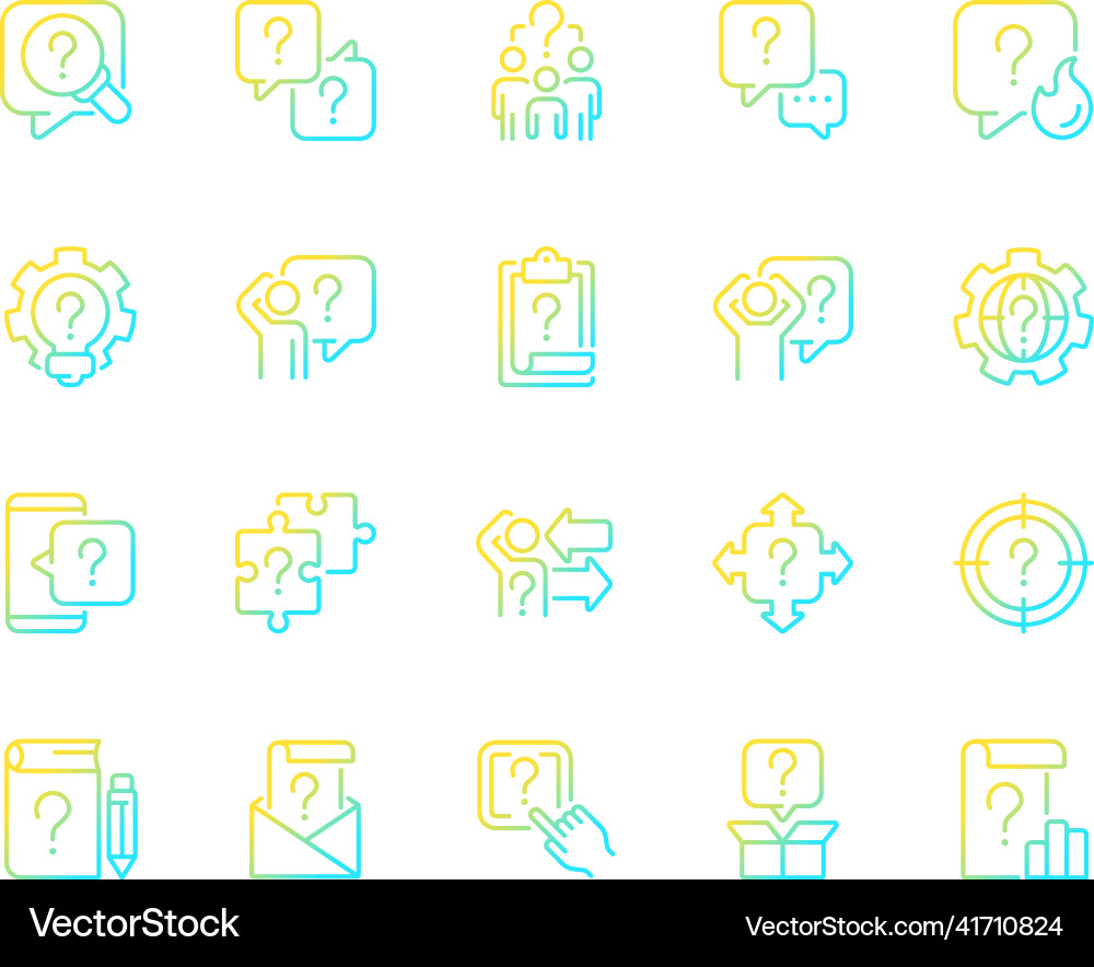 Question mark gradient linear icons set Question mark gradient linear icons set vector image