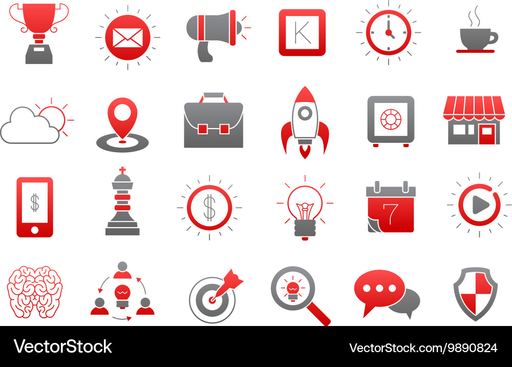 Red & Gray Web Icons Set vector image