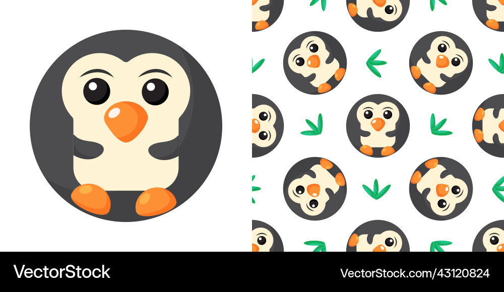Round penguin seamless pattern background Round penguin seamless pattern background vector image