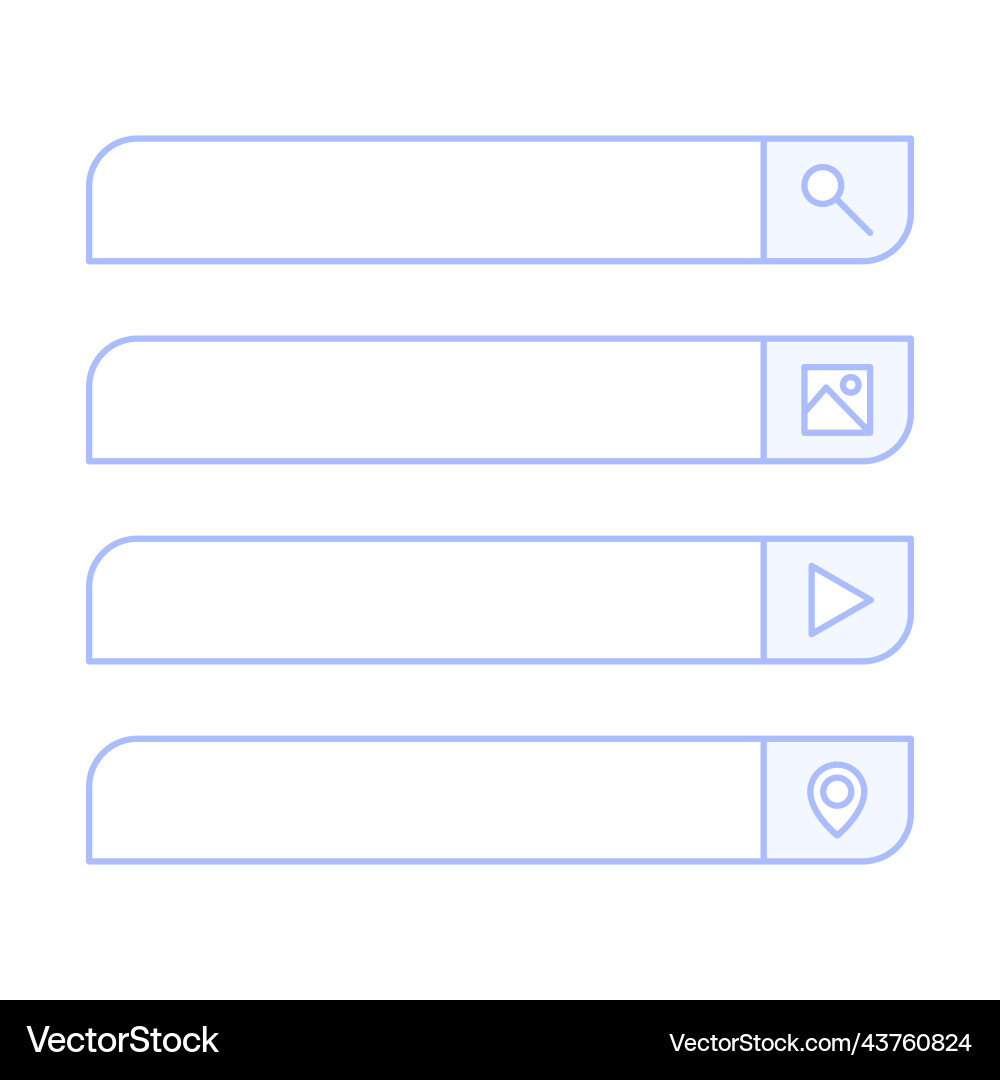 Search bar design element set of boxes Search bar design element set of boxes vector image