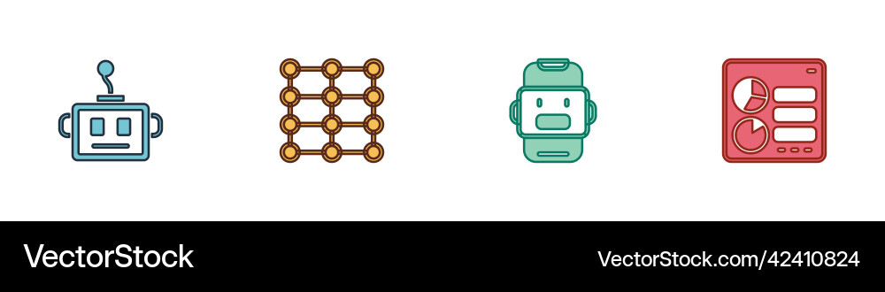 Set artificial intelligence robot neural network Set artificial intelligence robot neural network vector image