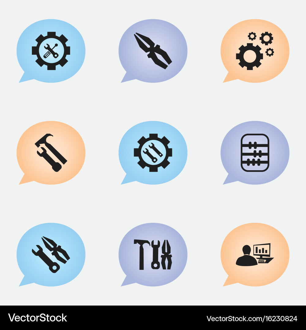 Set of 9 editable tool icons includes symbols vector image