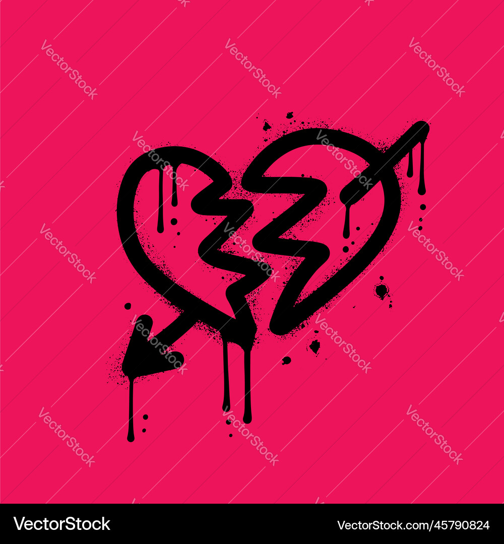 Spray painted urban graffiti broken heart icon vector image