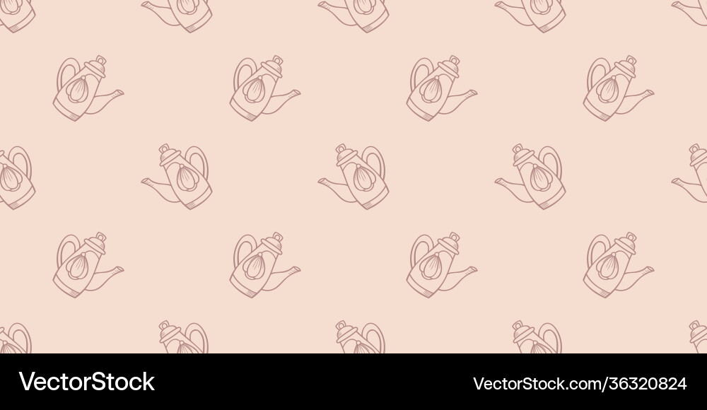 Teapots seamless repeat pattern background vector image
