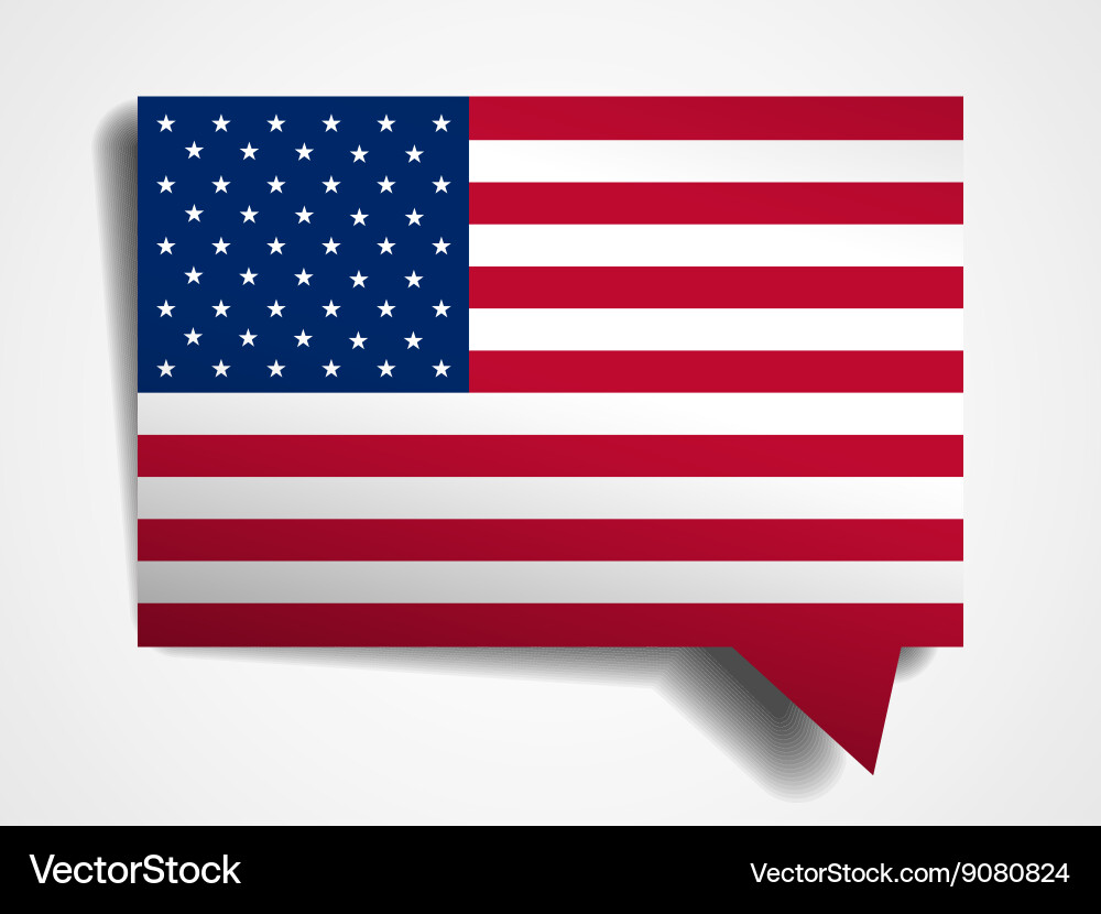 Usa flag paper 3d realistic speech bubble on white Vector Image