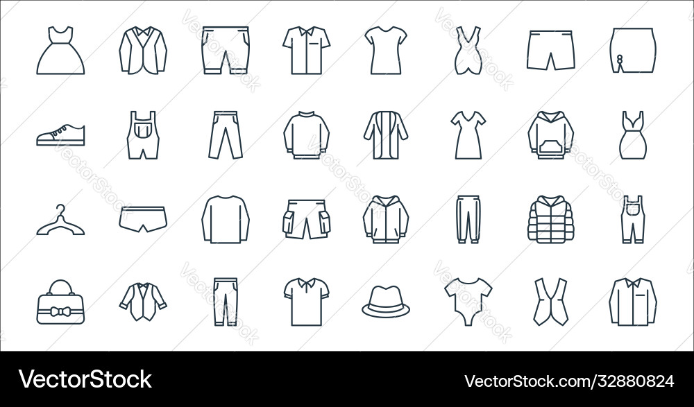 Wardrobe line icons linear set quality Vector Image