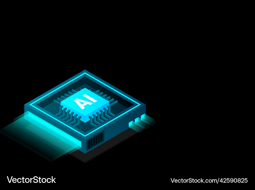 Artificial intelligence ai web banner isometric Artificial intelligence ai web banner isometric Vector Image