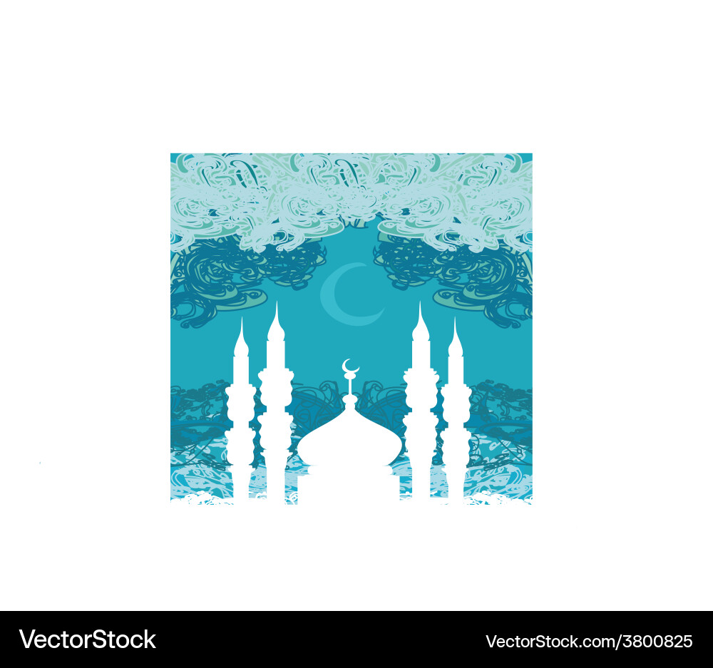 Artistic pattern background with moon and mosque vector image