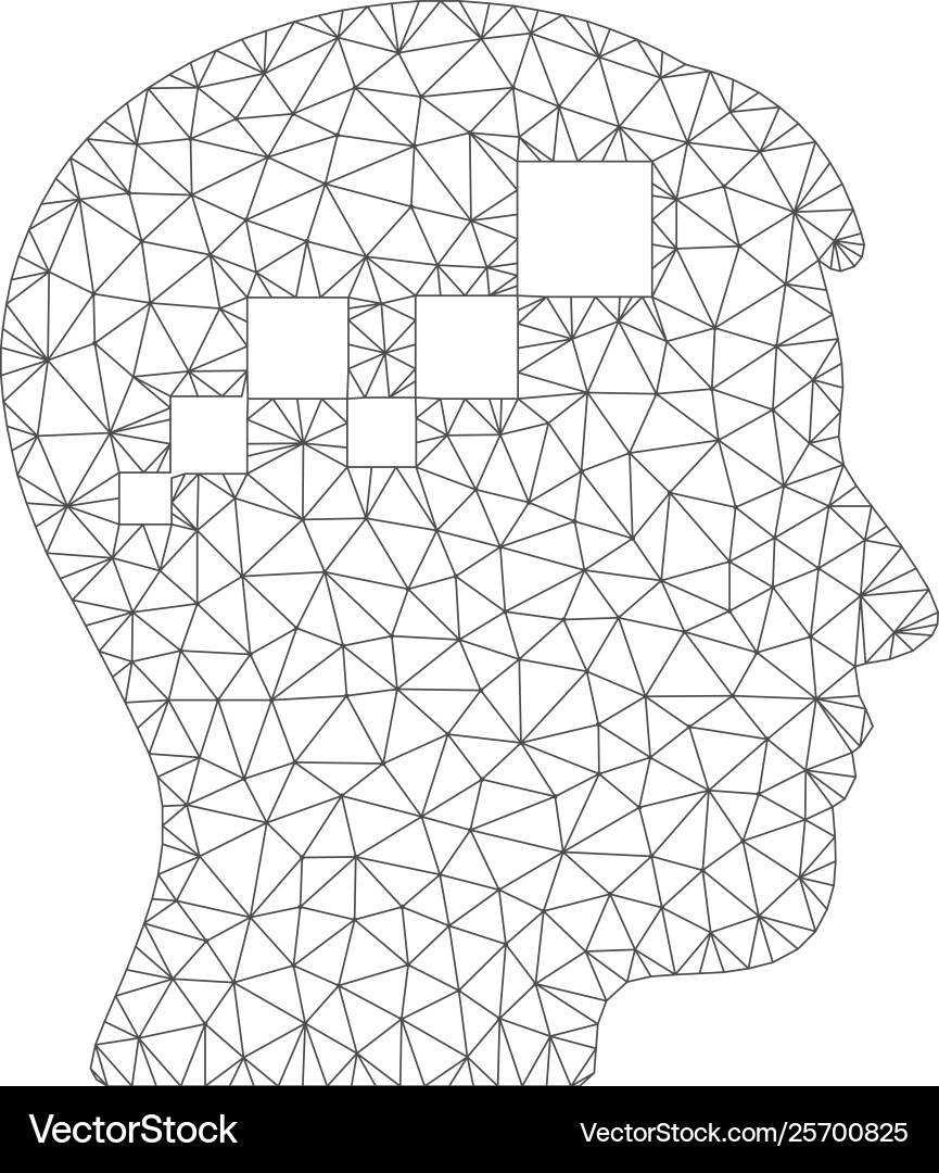 Brain blockchain polygonal frame mesh Brain blockchain polygonal frame mesh vector image