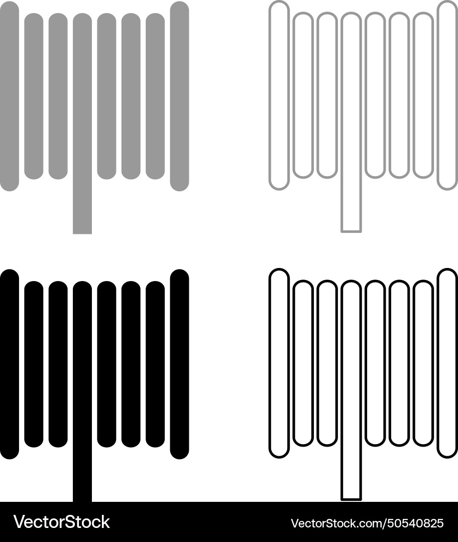 Cable coil wire reel spool set icon grey black Cable coil wire reel spool set icon grey black vector image