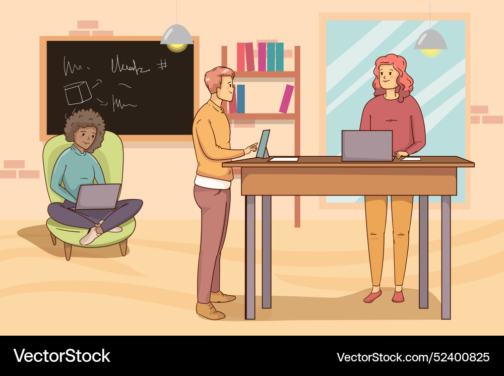 Cartoon coworking space Royalty Free Vector Image