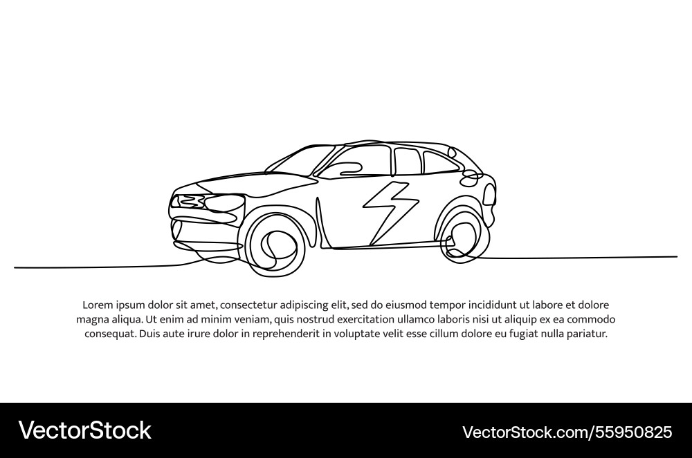 Continuous one line design of car with lightning Continuous one line design of car with lightning vector image