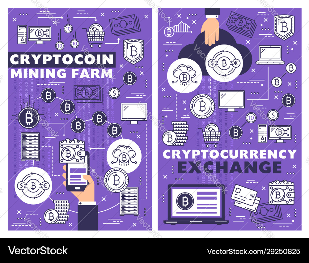 Crypto coin mining farm cryptocurrency exchange Crypto coin mining farm cryptocurrency exchange vector image
